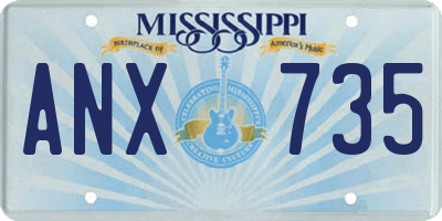 MS license plate ANX735