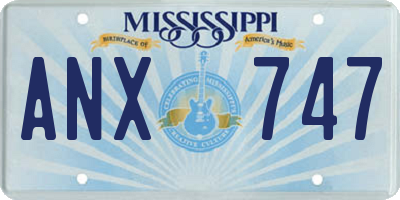 MS license plate ANX747
