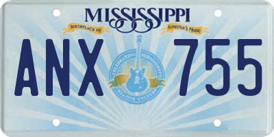 MS license plate ANX755