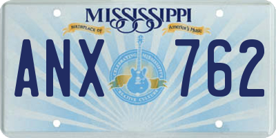 MS license plate ANX762