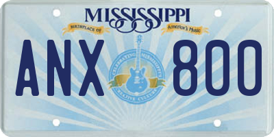 MS license plate ANX800