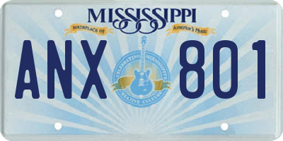 MS license plate ANX801