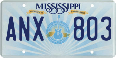 MS license plate ANX803