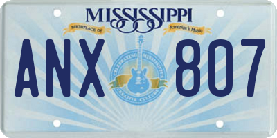 MS license plate ANX807