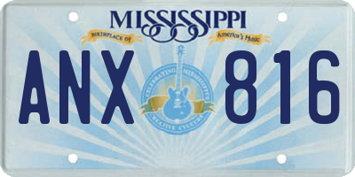 MS license plate ANX816