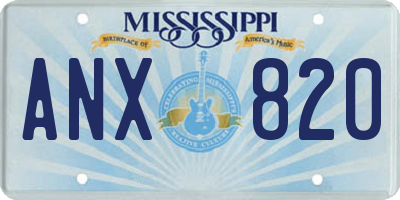 MS license plate ANX820