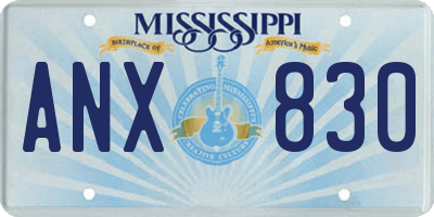 MS license plate ANX830