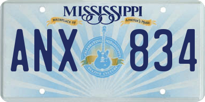 MS license plate ANX834
