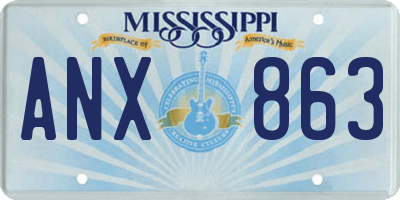 MS license plate ANX863