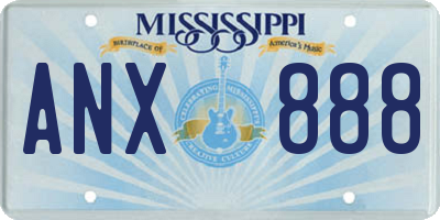 MS license plate ANX888