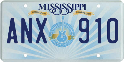 MS license plate ANX910