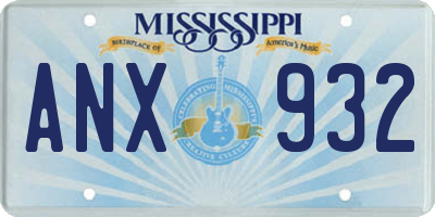 MS license plate ANX932