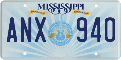MS license plate ANX940