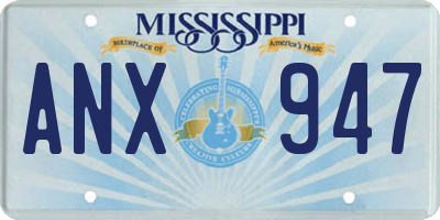 MS license plate ANX947