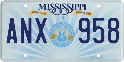 MS license plate ANX958