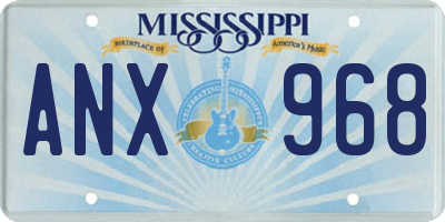 MS license plate ANX968