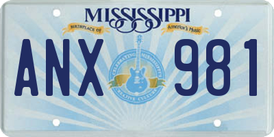 MS license plate ANX981