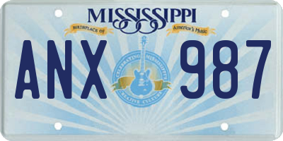 MS license plate ANX987
