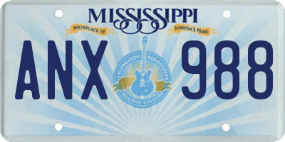 MS license plate ANX988