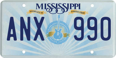 MS license plate ANX990