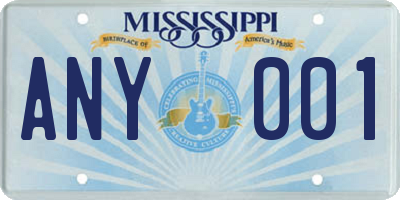 MS license plate ANY001