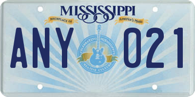 MS license plate ANY021