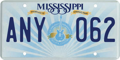 MS license plate ANY062