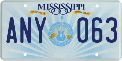 MS license plate ANY063