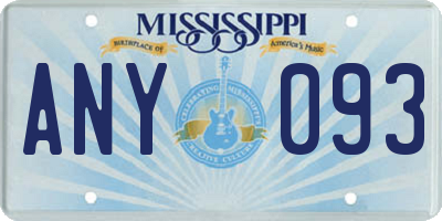 MS license plate ANY093