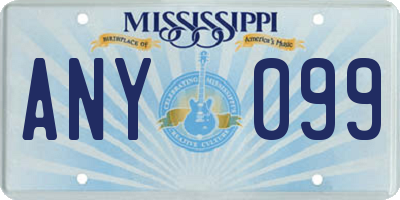 MS license plate ANY099