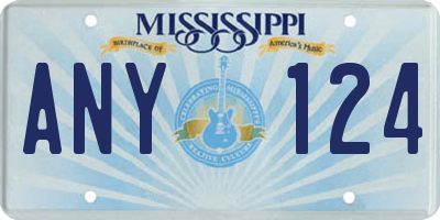 MS license plate ANY124