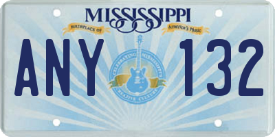MS license plate ANY132
