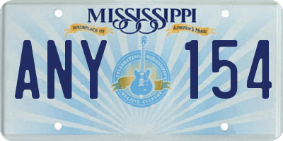 MS license plate ANY154