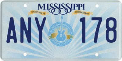 MS license plate ANY178
