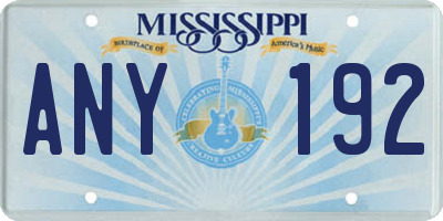 MS license plate ANY192
