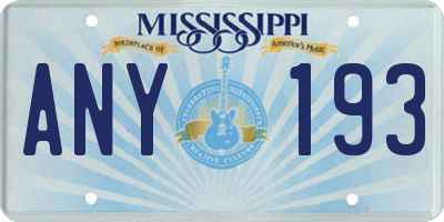 MS license plate ANY193