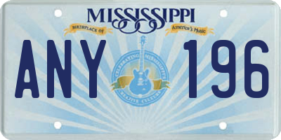 MS license plate ANY196