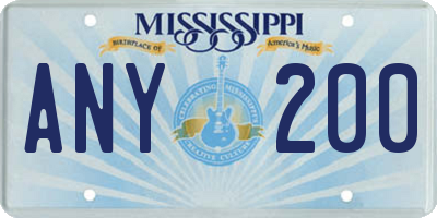 MS license plate ANY200