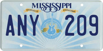 MS license plate ANY209