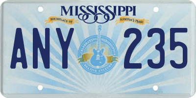 MS license plate ANY235