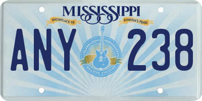 MS license plate ANY238