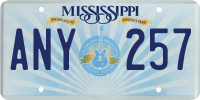MS license plate ANY257