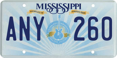 MS license plate ANY260