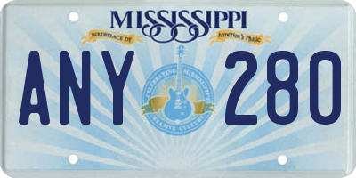 MS license plate ANY280