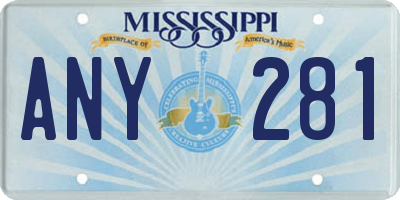 MS license plate ANY281