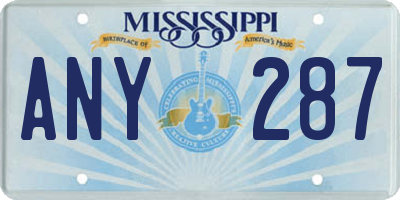 MS license plate ANY287