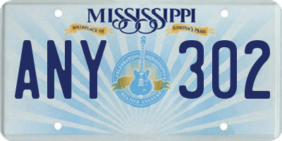 MS license plate ANY302