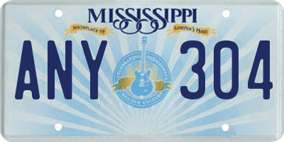 MS license plate ANY304