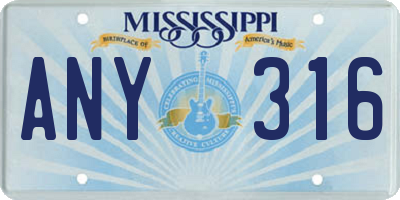 MS license plate ANY316