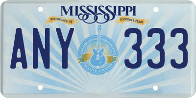 MS license plate ANY333